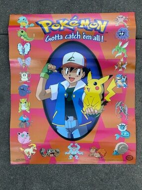 Vintage Pokémon Gotta Catch Em All 1998 Nintendo Licensed Poster 16x20